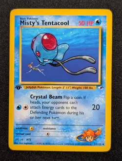 Misty's Tentacool 57/132 Gym Heroes Pokemon NM 1st Edition - Image 1