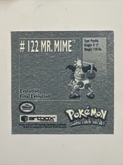 Mr. Mime #122 - 1999 Artbox Pokemon Series 1 Sticker - Image 2