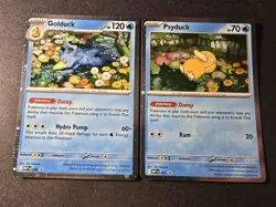 Pokemon Psyduck Golduck MEP Black Star Promo Cosmos Holo 007 008 Mega Set Swirl - Image 1
