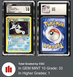 SWIRLED CGC 10 2000 Pokemon Neo Genesis Kingdra Holo #8/111 - Image 1