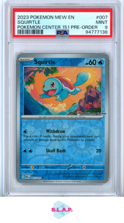 SQUIRTLE POKEMON 7 2023 POKEMON CENTER 151 PRE-ORDER ENGLISCH PSA 9 - Image 1