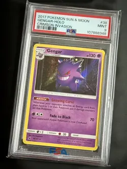 2017 POKEMON SUN & MOON CRIMSON INVASION GENGAR HOLO 38/111 PSA 9 - Image 2