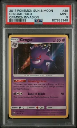 2017 POKEMON SUN & MOON CRIMSON INVASION GENGAR HOLO 38/111 PSA 9 - Image 4