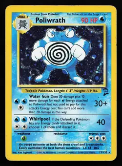Poliwrath 15/130 Holo Rare Base Set 2 Pokemon Card - Image 1