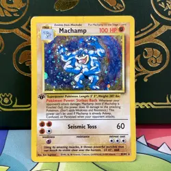 Machamp COSMOS Holo Rare 8/102 Base Set 1st Edition HP English Pokemon Card - Image 1
