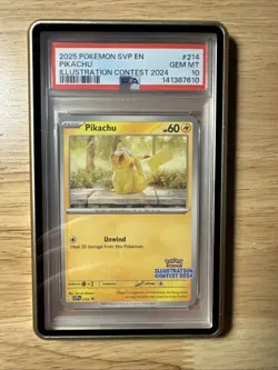 PSA 10 Gem Mint Pikachu 214 Illustration Contest 2024 Promo Card with Guard - Image 2