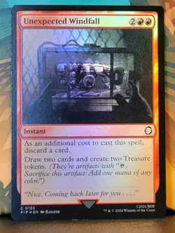 MTG Fallout Unexpected Windfall PIP foil Nm-M - Image 1