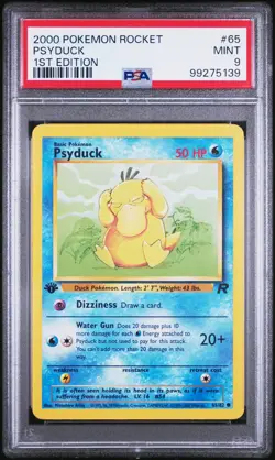 2000 POKEMON ROCKET PSYDUCK #65 1st EDITION PSA 9 - Image 1