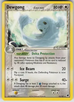 Pokemon TCG Dewgong (Delta Species) Rare Dragon Frontiers 15/101 - Image 1