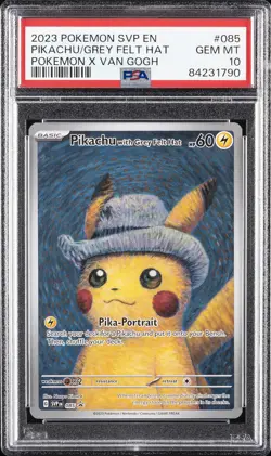 2023 POKEMON SVP EN-SV BLACK STAR PROMO #085 PIKACHU WITH GREY FELT HAT PSA 10 - Image 1