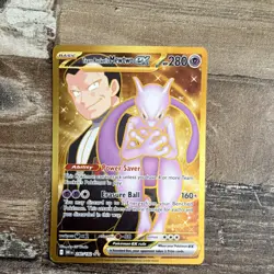 Pokemon Team Rocket's Mewtwo EX Hyper Rare Full Art Holo 240/182 Sv10 280 HP - Image 1