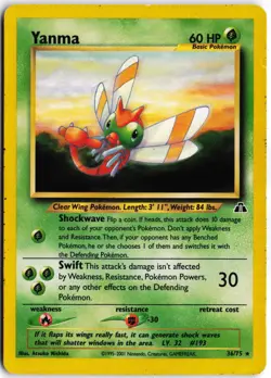 Yanma 36/75 Rare Neo Discovery Pokemon Unlimited MP - Image 1