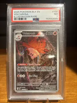 2025 POKEMON BLK EN-BLACK BOLT ILLUSTRATION RARE #100 VOLCARONA PSA 7 - Image 1