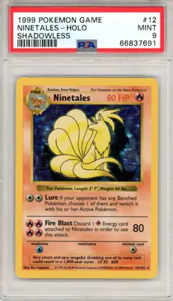 1999 Pokemon Game Ninetales #12 Holo Shadowless PSA 9 MINT - Image 1