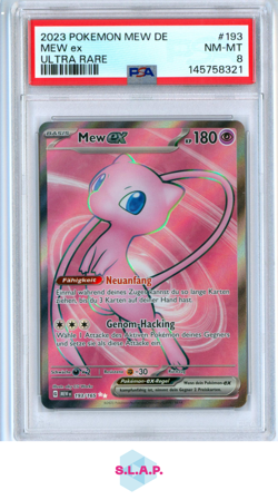 MEW EX ULTRA RARE POKEMON GERMAN MEW DE-151 2023 193 PSA 8 - Image 1