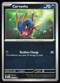 Carvanha 060/094 Common Phantasmal Flames Pokemon Reverse Holo Near Mint - Image 1