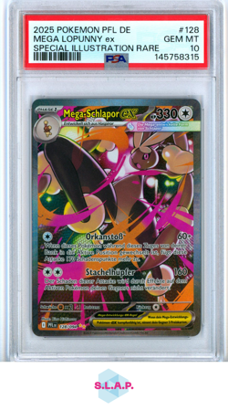 MEGA LOPUNNY EX POKEMON SPEC. ILL RARE PFL DE-PHANTASMAL FLAMES 2025 128 PSA 10 - Image 1