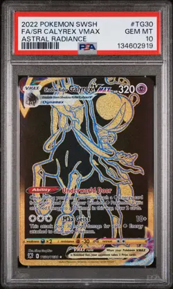 2022 Pokemon Sword & Shield Astral Radiance SR Calyrex VMAX Fa PSA 10 #TG30 - Image 1