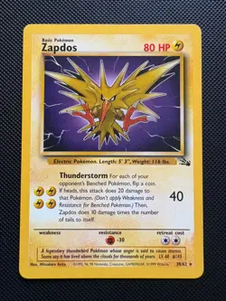 Zapdos 30/62 Non Holo Vintage Pokemon TCG Fossil LP - Image 1