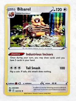 Bibarel 121 Brilliant Stars Rare Holo Pokemon TCG - Image 1