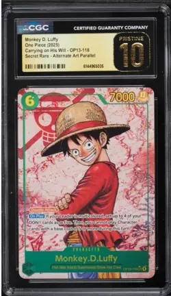 2025 Carrying On His Will SEC Alt Art Monkey D Luffy OP13-118 CGC 10 PRISTINE - Image 1