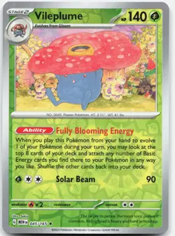 Vileplume 045/165 Rare 151 Pokemon Reverse Holo Near Mint - Image 1
