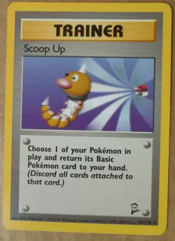Scoop Up 107/130 Rare Non-Holo Base 2 Set Pokemon Trainer Card NM/LP - Image 1