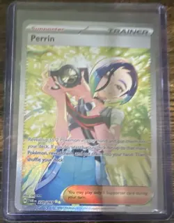 Pokemon TCG Perrin 220/167 Twilight Masquerade Full Art Trainer Holo Rare - Image 1