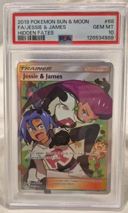 Pokemon TCG Jessie & James Hidden Fates Holo Full Art Ultra Rare 68/68 Psa 10 - Image 1