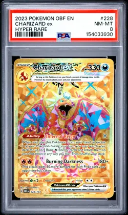 2023 POKEMON OBF EN-OBSIDIAN FLAMES HYPER RARE #228 CHARIZARD EX PSA 8 - Image 1