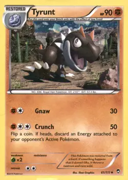 TYRUNT 61/111 UNCOMMON FURIOUS FISTS POKEMON MODERATELY PLAYED - Image 1