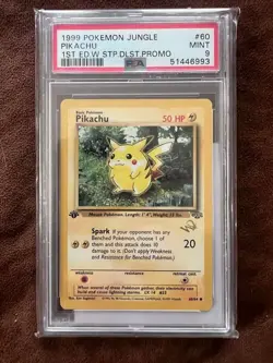 1999 Pokemon Jungle 1st Edition Pikachu W STAMP DUELIST PROMO #60 PSA 9 MINT - Image 1