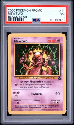 2000 POKEMON PROMO BLACK STAR #14 MEWTWO PSA 3 - Image 1