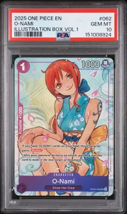 2025 ONE PIECE PROMOS ILLUSTRATION BOX VOL.1 #062 O-NAMI PSA 10 - Image 1