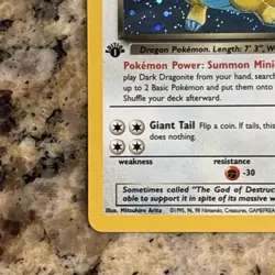 PSA 5 2000 Pokemon TCG Team Rocket Dark Dragonite Holo 1st Ed 5/82 ENG - Image 5