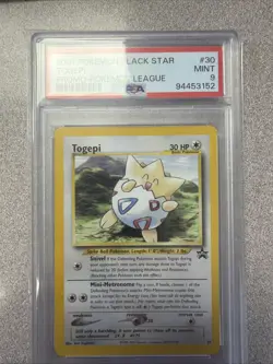 2001 Pokemon Black Star Togepi 30/53 Wotc Promo League PSA 9 - Image 1