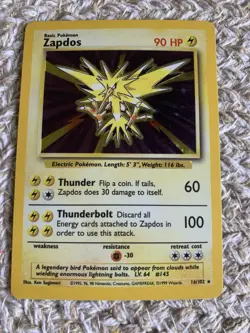 Pokemon TCG Zapdos Base Set 16/102 Holo 1999-2000 Wizards Base Set Copyright... - Image 1