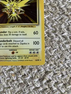 Pokemon TCG Zapdos Base Set 16/102 Holo 1999-2000 Wizards Base Set Copyright... - Image 5