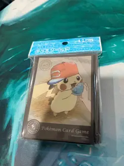 Pokemon Center Japanese Ash's Cap Pikachu Brown 64ct Standard Sleeves (227627) - Image 1