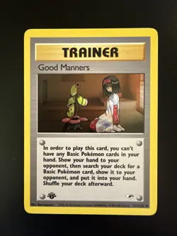 Good Manners Gym Heroes 111/132 Uncommon 1st Edition Pokemon - Image 1