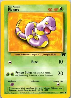 Team Rocket #56/82 Ekans Pokemon Moderately Played - Image 1