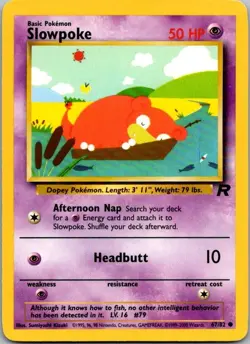 Team Rocket #67/82 Slowpoke Pokemon Moderately Played - Image 1