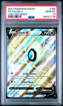 2021 POKEMON SWORD & SHIELD CHILLING REIGN #160 FULL ART/CELEBI V PSA 10 - Image 1