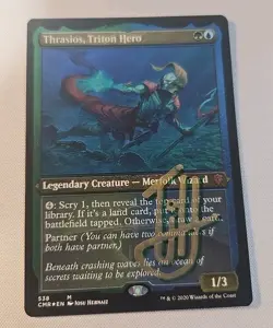 ETCHED FOIL Thrasios, Triton Hero, NM, Signed By Artist Josu Hernaiz Cedh Staple - Image 1