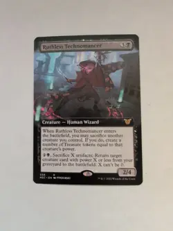 MTG Ruthless Technomancer 56 Rare Extended Art Kamigawa Neon Dynasty Commander - Image 1