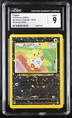 CGC 9 MINT Togepi 2001 Southern Islands 4/18 Reverse Holo Pokemon Card - Image 1