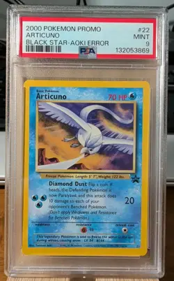 Articuno - WOTC Black Star Promo # 22 - 2000 Pokemon - AOKI Error - PSA 9 Mint - Image 1