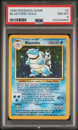 1999 POKEMON GAME #2 BLASTOISE-HOLO PSA 8 - Image 1