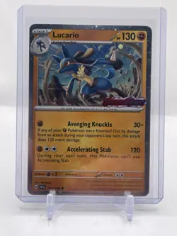 Pokemon Scarlet & Violet Lucario 114/198 Stamped Promo Holo NM - Image 1