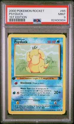 2000 POKEMON Team Rocket PSYDUCK #65 1st EDITION PSA 9 - Image 1